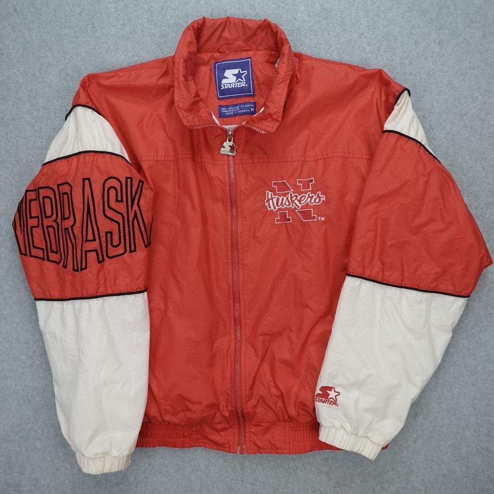 Vintage Nebraska Huskers Starter Jacket Red Full Zip Hideaway Hoodie